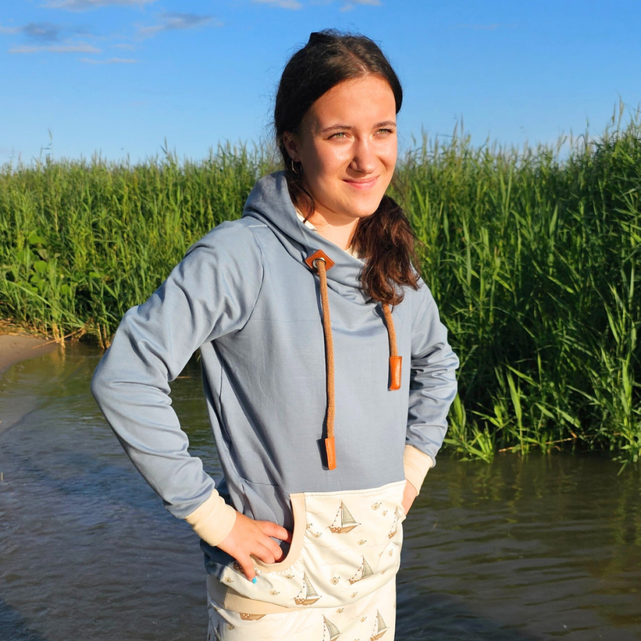 Hoodie [ Damen ] Küstenkind Boote & Fische